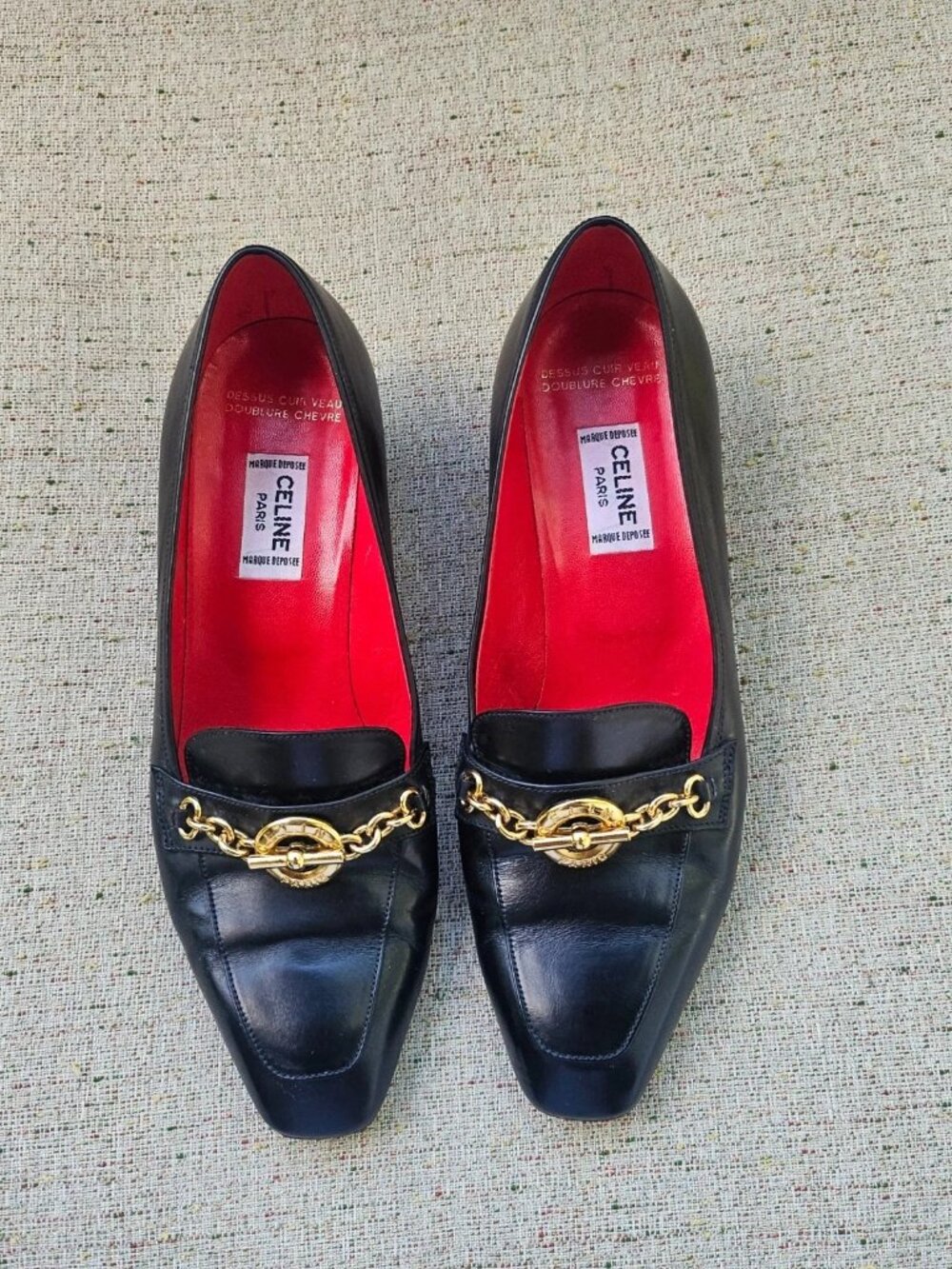 Vintage Celine Ladies Heel Shoes Black Leather Sandal Size 35.5 5US Made Italy - Picture 5 of 14